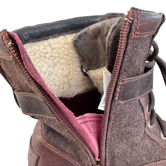 UGG Kesey Chestnut Lace Up Wool Lined Waterproof Boots Sz 7.5 - Picture 12 of 16